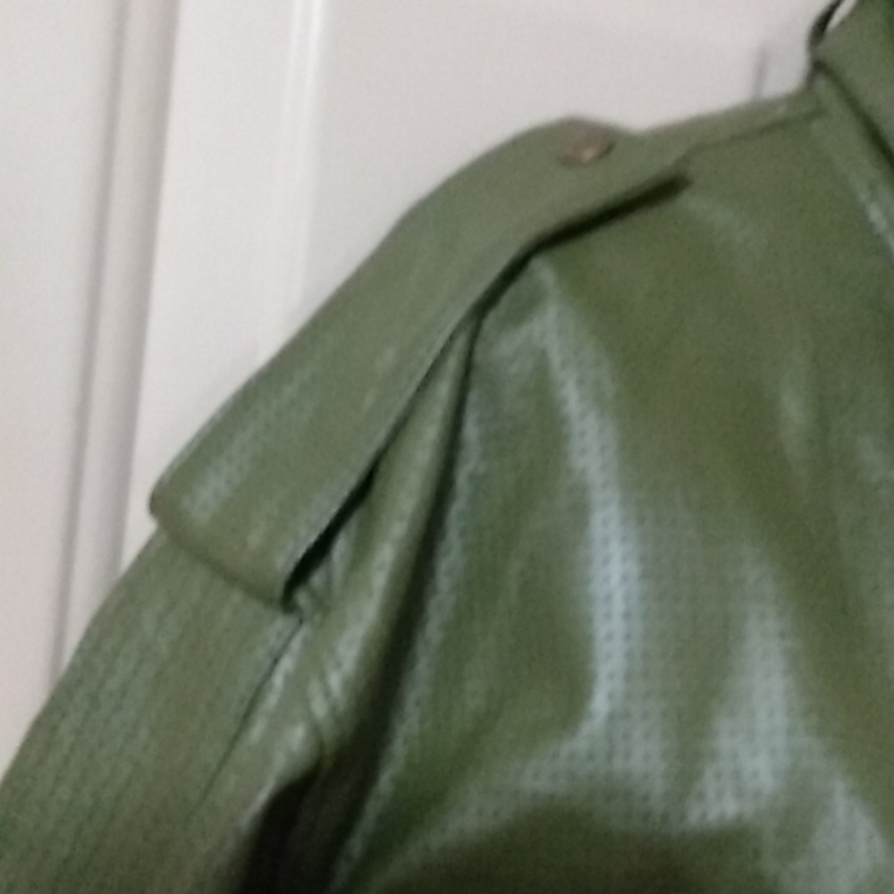 Green Leather Motorcycle Jacket 3XL - Picture 7 of 15